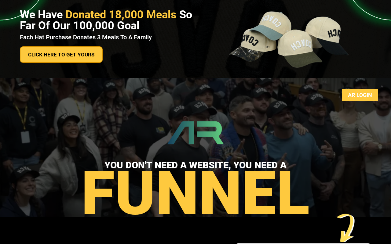 The AR Funnel website homepage