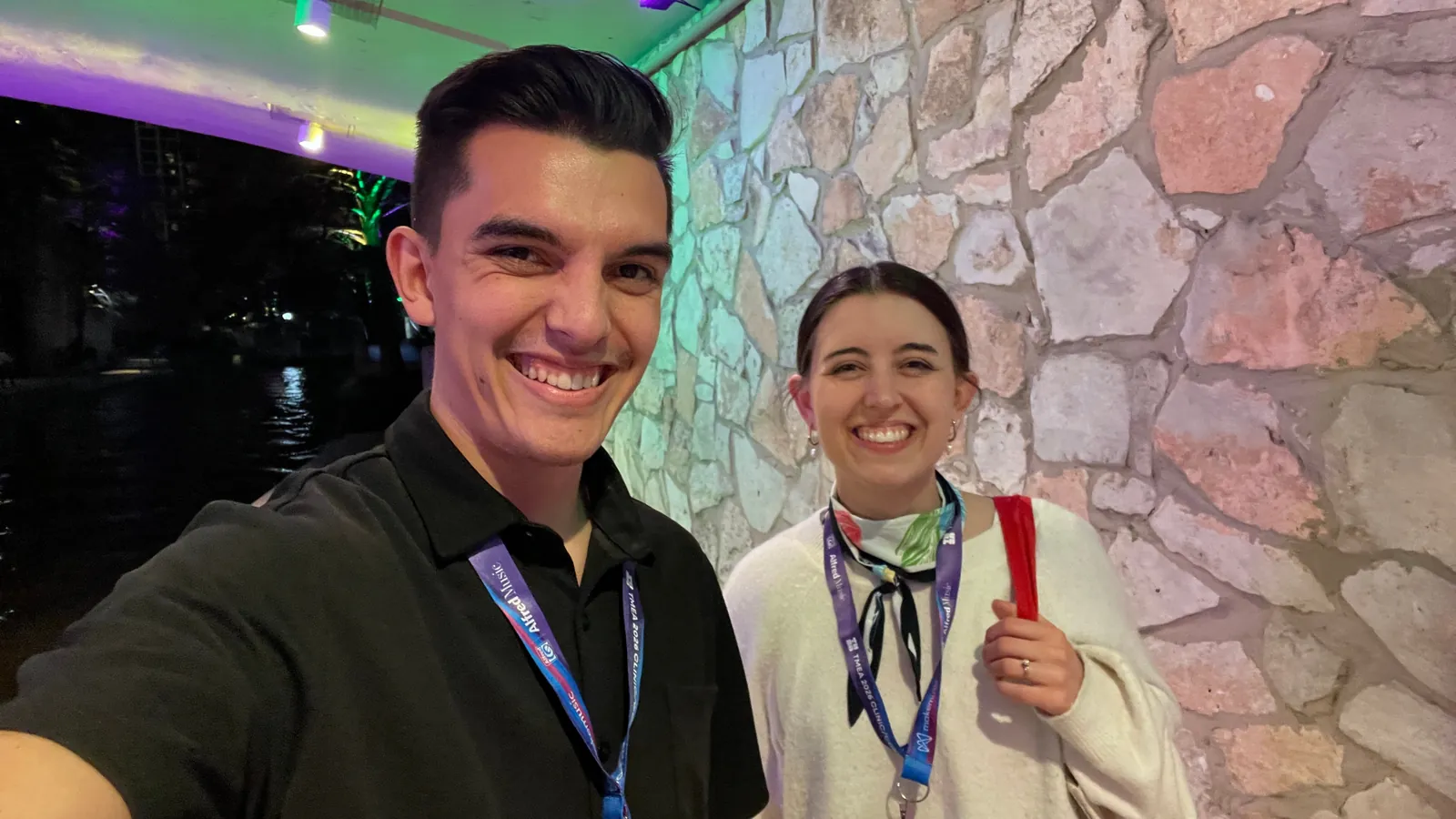 Joshua and Katy at an evening event