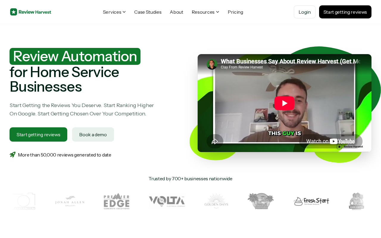 The Review Harvest website homepage