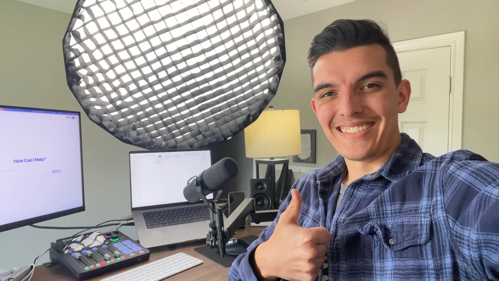 Joshua's recording studio and desk setup