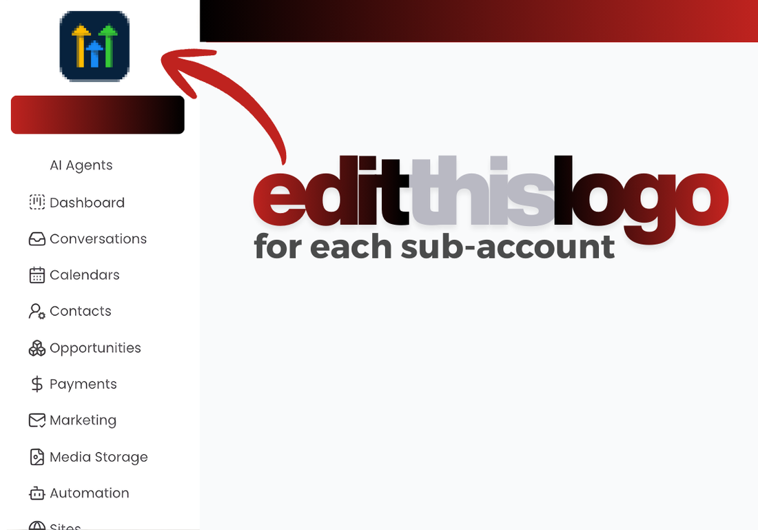 How the GHL sidebar logo swaps per sub-account